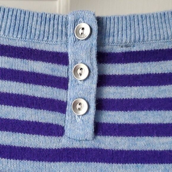 NWOT TALBOTS BLUE PURPLE STRIPE WOOL BLEND SWEATER SIZE LARGE - Picture 7 of 8